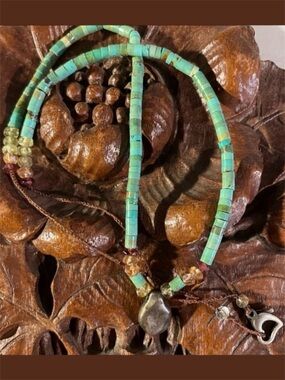 Jes MaHarry Roxy Sterling Silver Pebble Charm Turquoise Citrine Necklace 17.5”